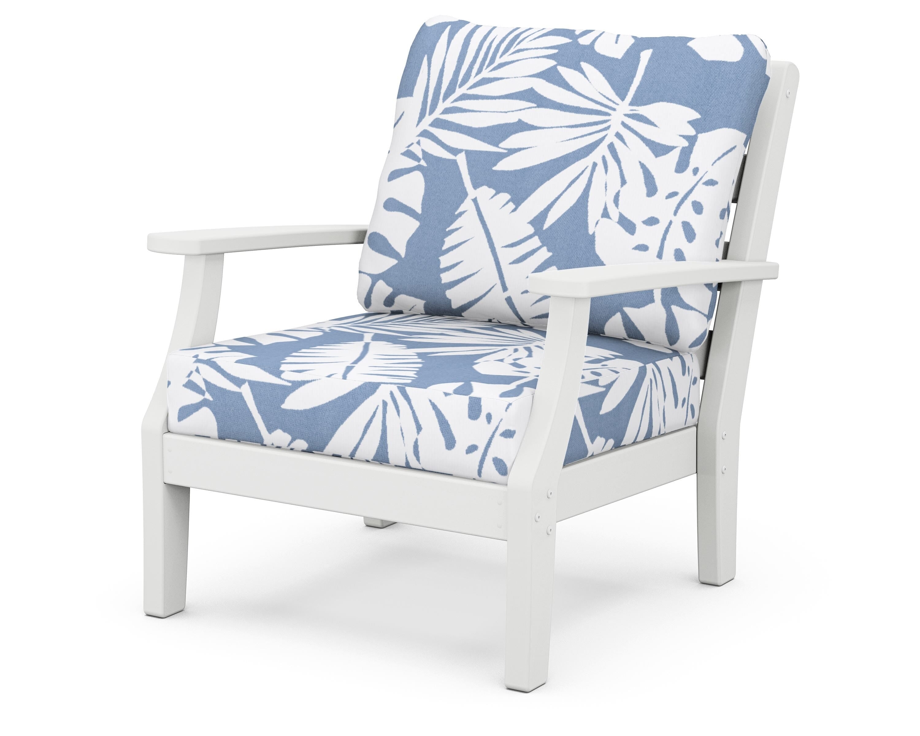 POLYWOOD® Chesapeake Deep Seating Chair in White / Leaf Sky Blue