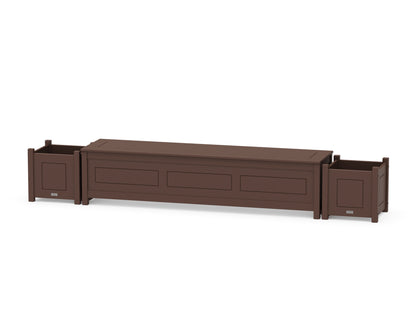 Country Living 72" Country Living Straight Planter Storage Bench Set in Mahogany