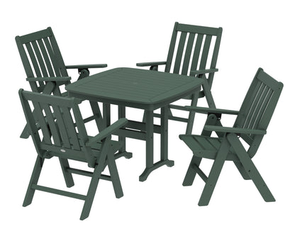 POLYWOOD® Vineyard Folding Chair 5-Piece Dining Set in Green