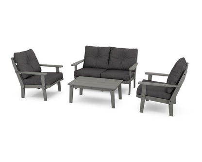 POLYWOOD® Lakeside 4-Piece Deep Seating Set in Slate Grey / Ash Charcoal