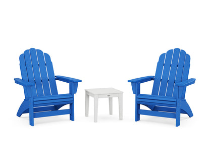 POLYWOOD® 3-Piece Vineyard Grand Adirondack Set in Pacific Blue / White