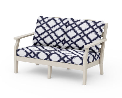 Draper James™ by  POLYWOOD® Savannah Deep Seating Loveseat in Sand / Trellis Navy