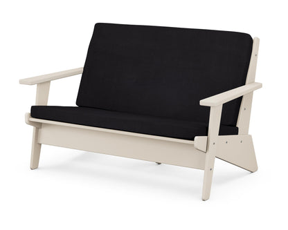 POLYWOOD® Riviera Modern Lounge Loveseat in Sand / Midnight Linen