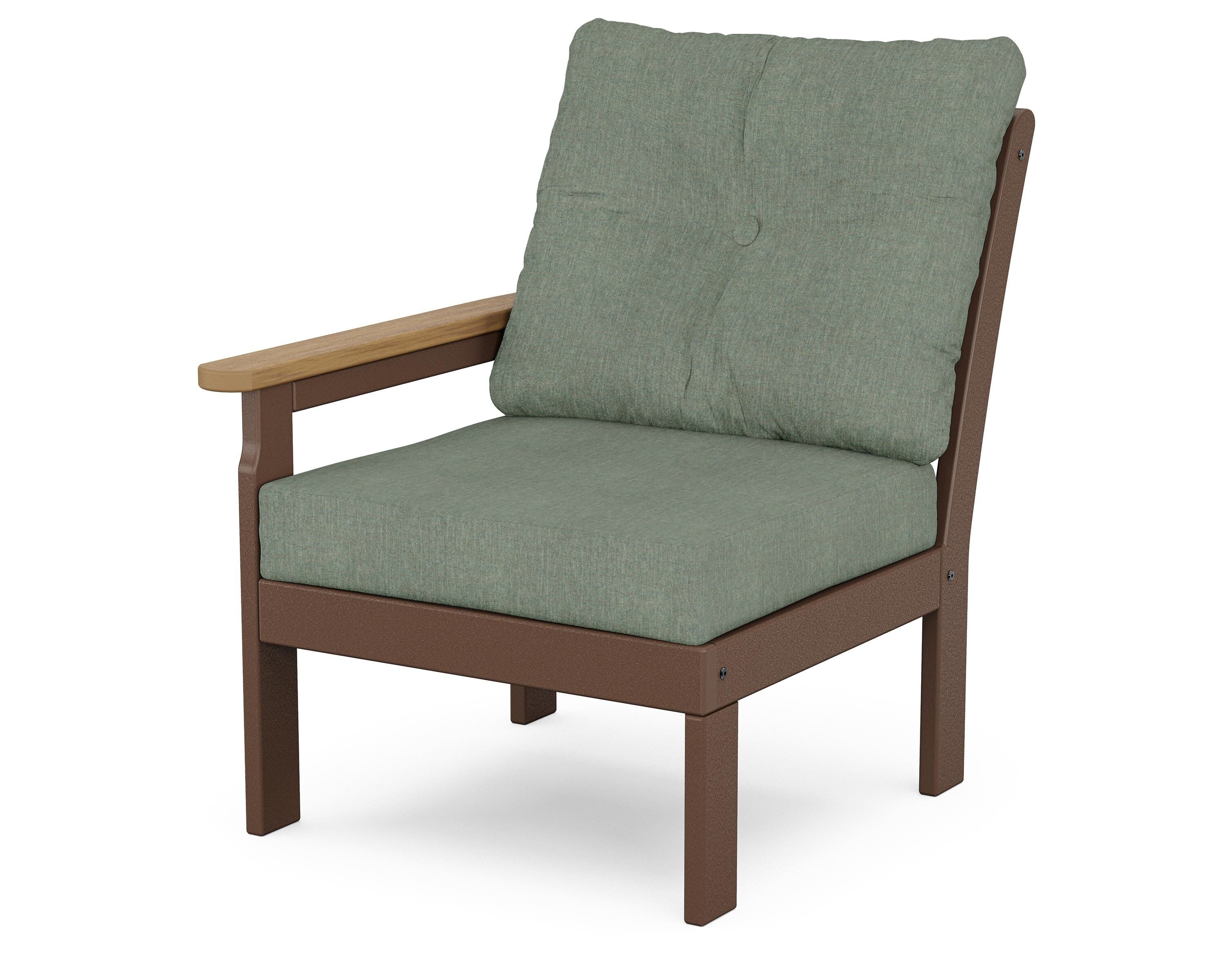 POLYWOOD® Vineyard Modular Left Arm Chair in Mahogany / Natural / Cast Sage