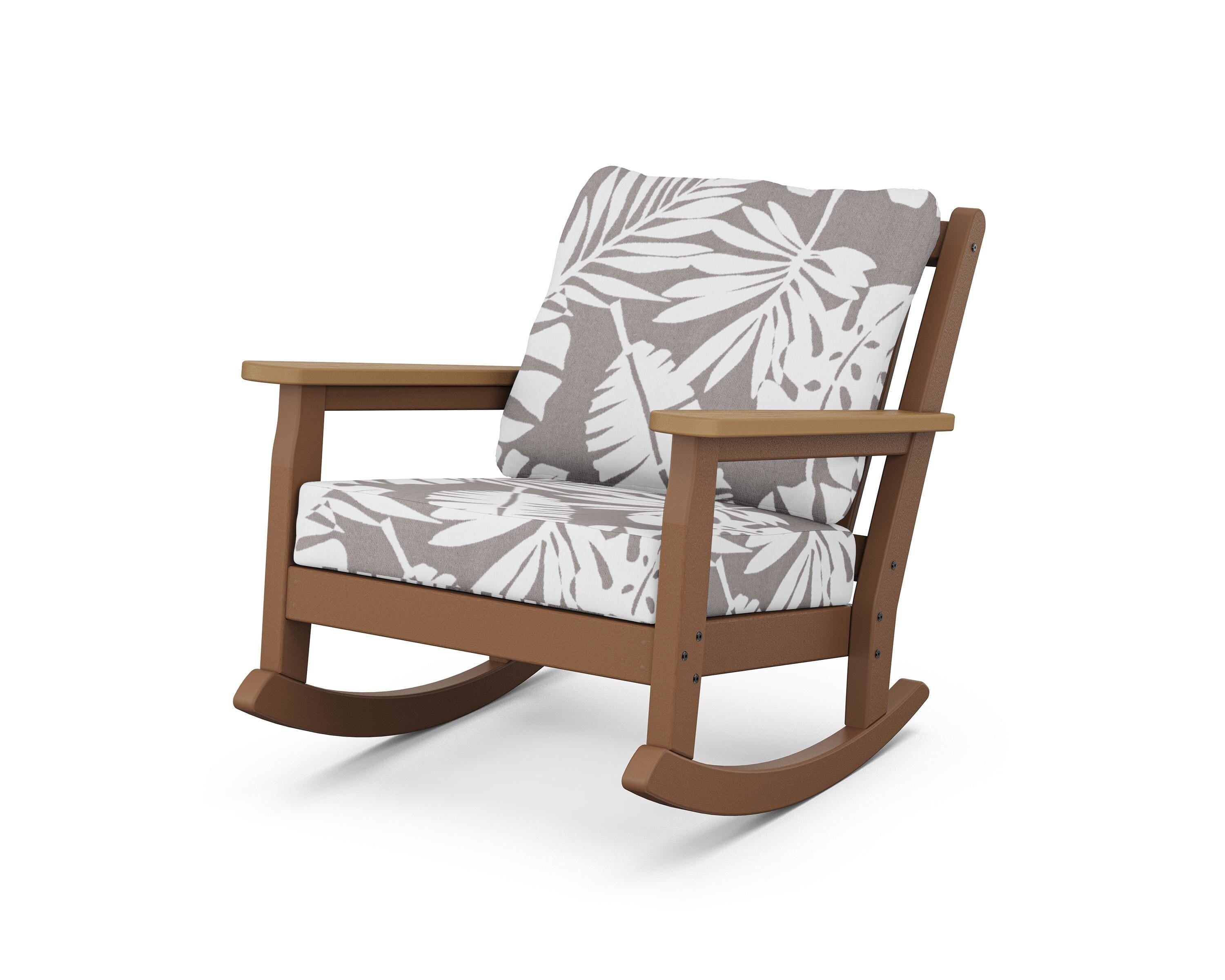 POLYWOOD® Chippendale Deep Seating Rocking Chair in Teak / Natural / Leaf Grey Mist