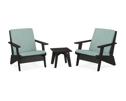 POLYWOOD® Riviera Modern Lounge 3-Piece Set in Black / Glacier Spa