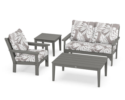 POLYWOOD® Vineyard 4-Piece Deep Seating Set in Slate Grey / Leaf Grey Mist