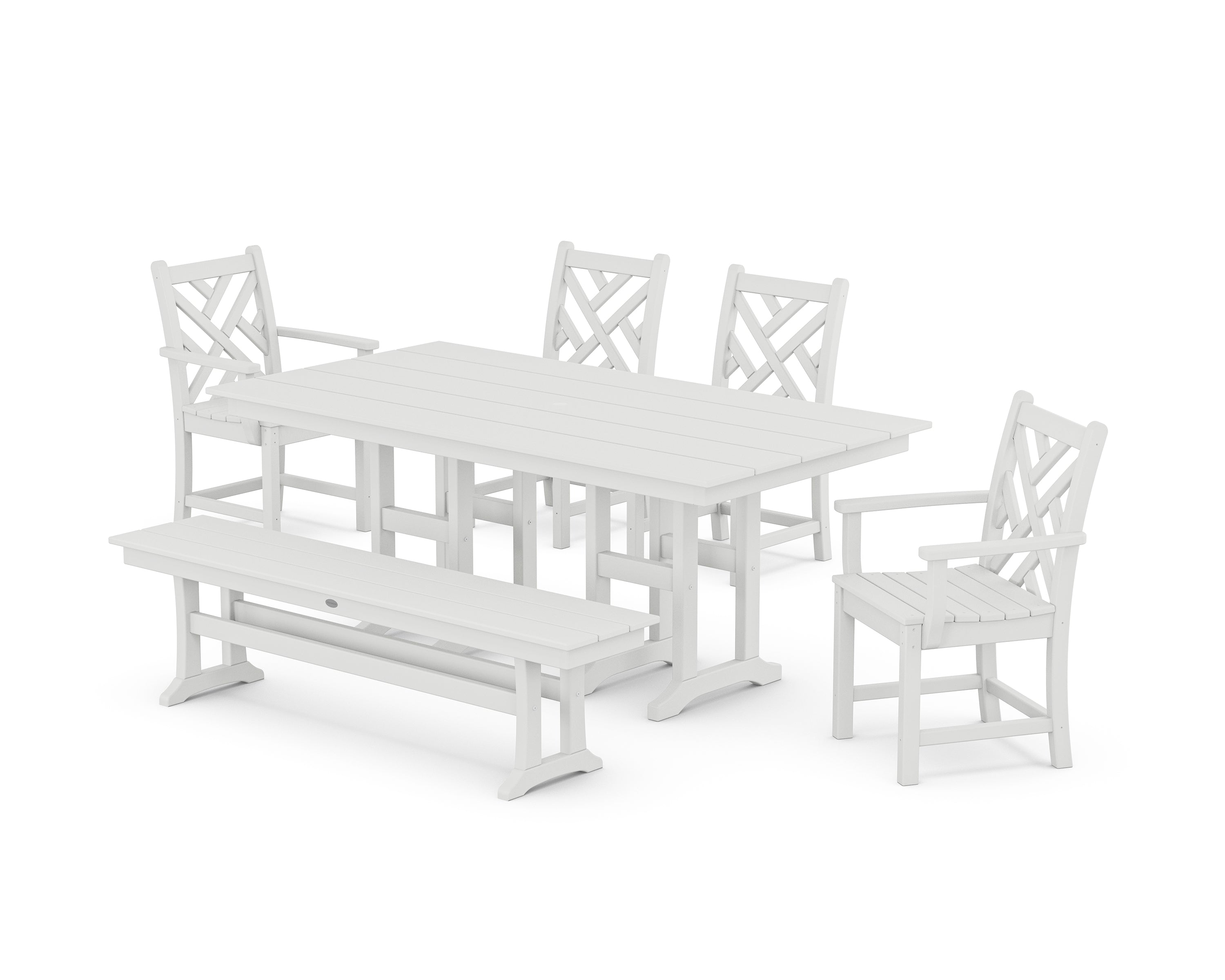POLYWOOD® Chippendale 6-Piece Farmhouse Dining Set in White