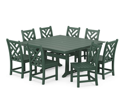 POLYWOOD® Chippendale 9-Piece Farmhouse Trestle Dining Set in Green
