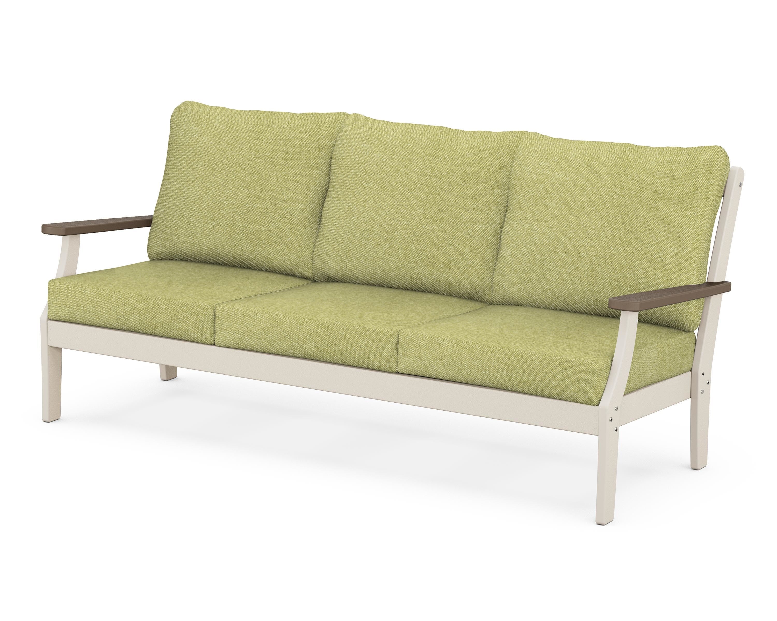 POLYWOOD® Braxton Deep Seating Sofa in Sand / Kona / Chartreuse Boucle