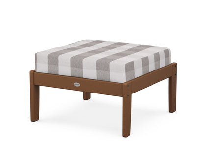POLYWOOD® Braxton Deep Seating Ottoman in Teak / Buffalo Plaid Grey Mist