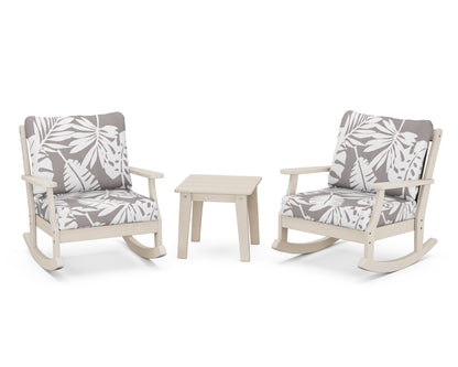 POLYWOOD® Braxton 3-Piece Deep Seating Rocker Set in Sand / Leaf Grey Mist
