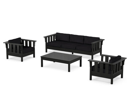 Martha Stewart by POLYWOOD® Acadia 4-Piece Deep Seating Set with Sofa in Black / Midnight Linen