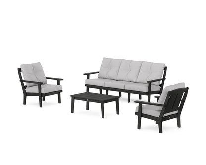 POLYWOOD® Mission 4-Piece Deep Seating Set with Sofa in Black / Granite