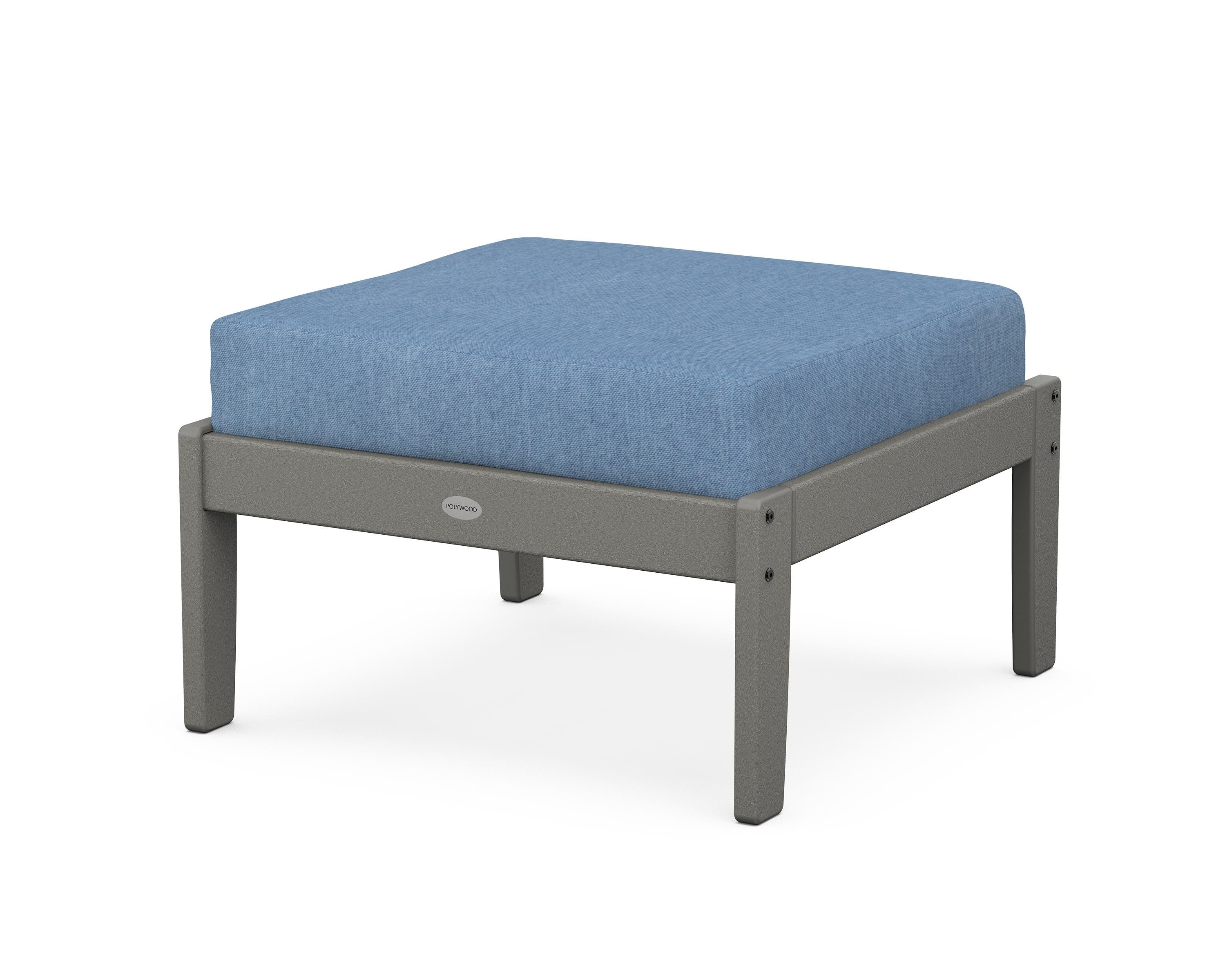 POLYWOOD® Braxton Deep Seating Ottoman in Slate Grey / Sky Blue