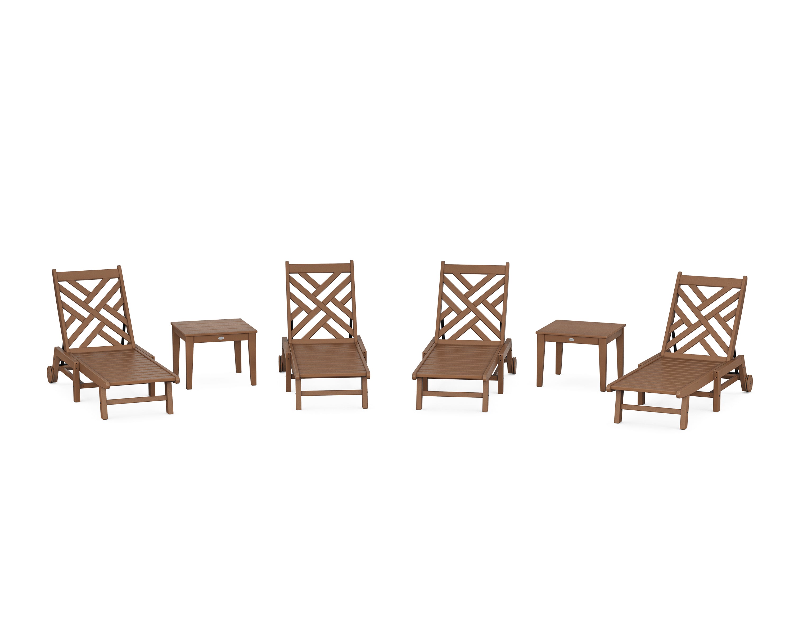 POLYWOOD® Chippendale 6-Piece Chaise Set with Wheels in Teak