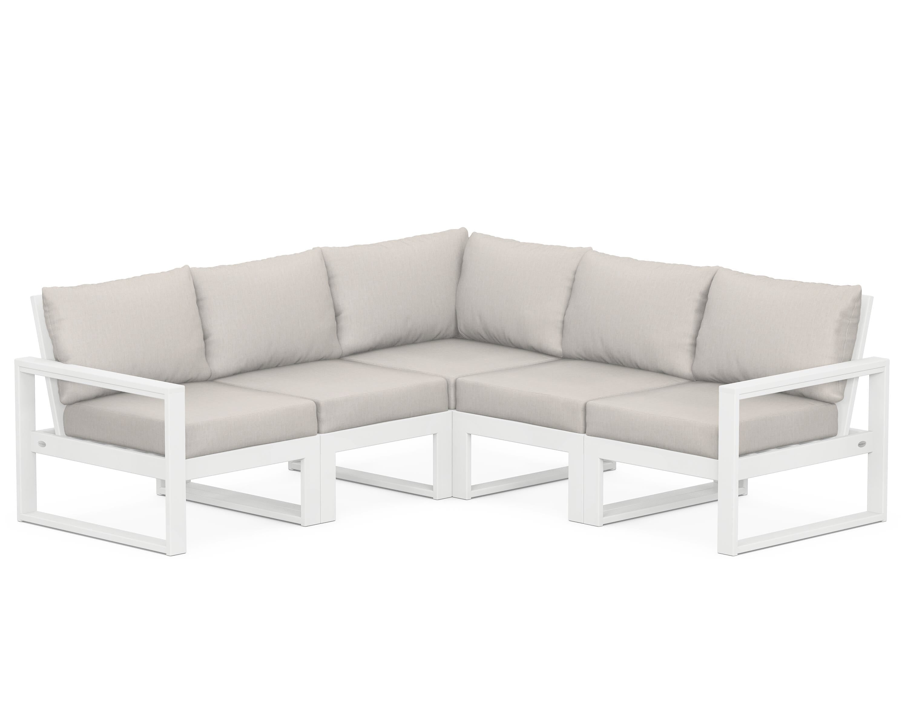 POLYWOOD® EDGE 5-Piece Modular Deep Seating Set in White / Cast Ash