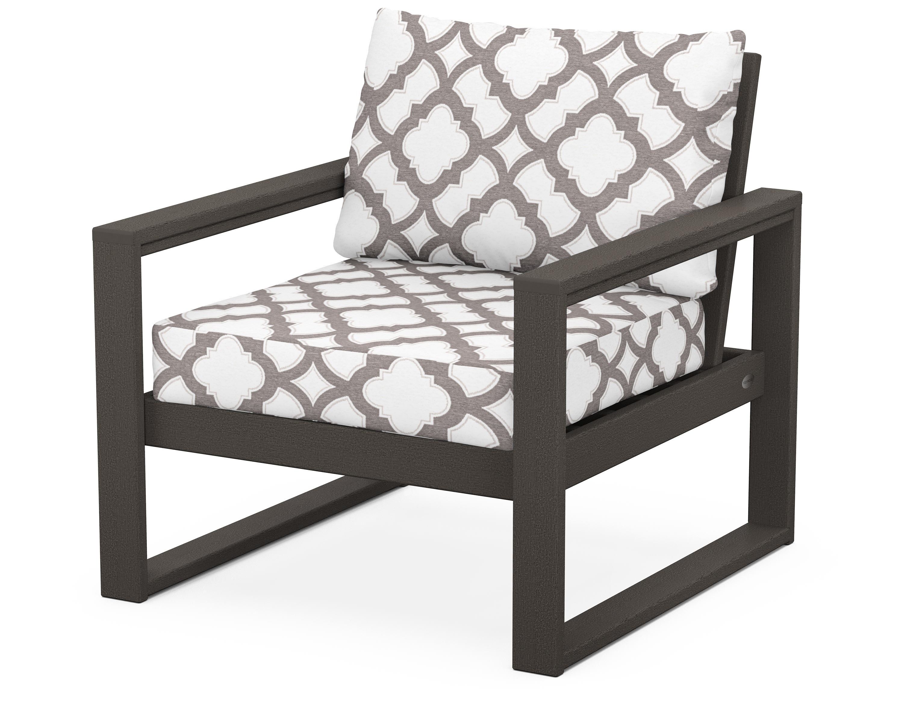 POLYWOOD® EDGE Club Chair in Vintage Coffee / Trellis Grey Mist