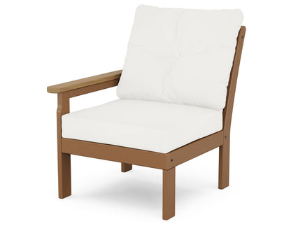 POLYWOOD® Vineyard Modular Left Arm Chair in Teak / Natural / Natural Linen