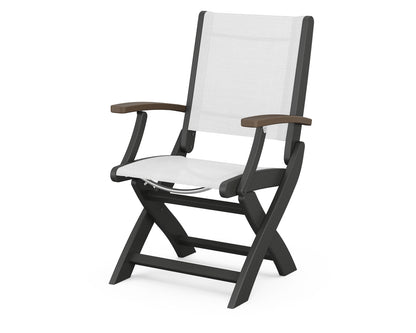 POLYWOOD® Coastal Folding Chair in Black / Kona / White Sling