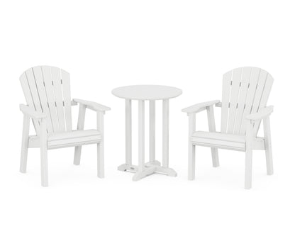 POLYWOOD® Seashell 3-Piece Round Farmhouse Bistro Dining Set in White