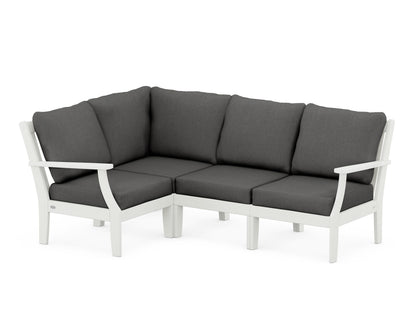 POLYWOOD® Braxton Modular 4-Piece Deep Seating Set in Vintage White / Spectrum Carbon