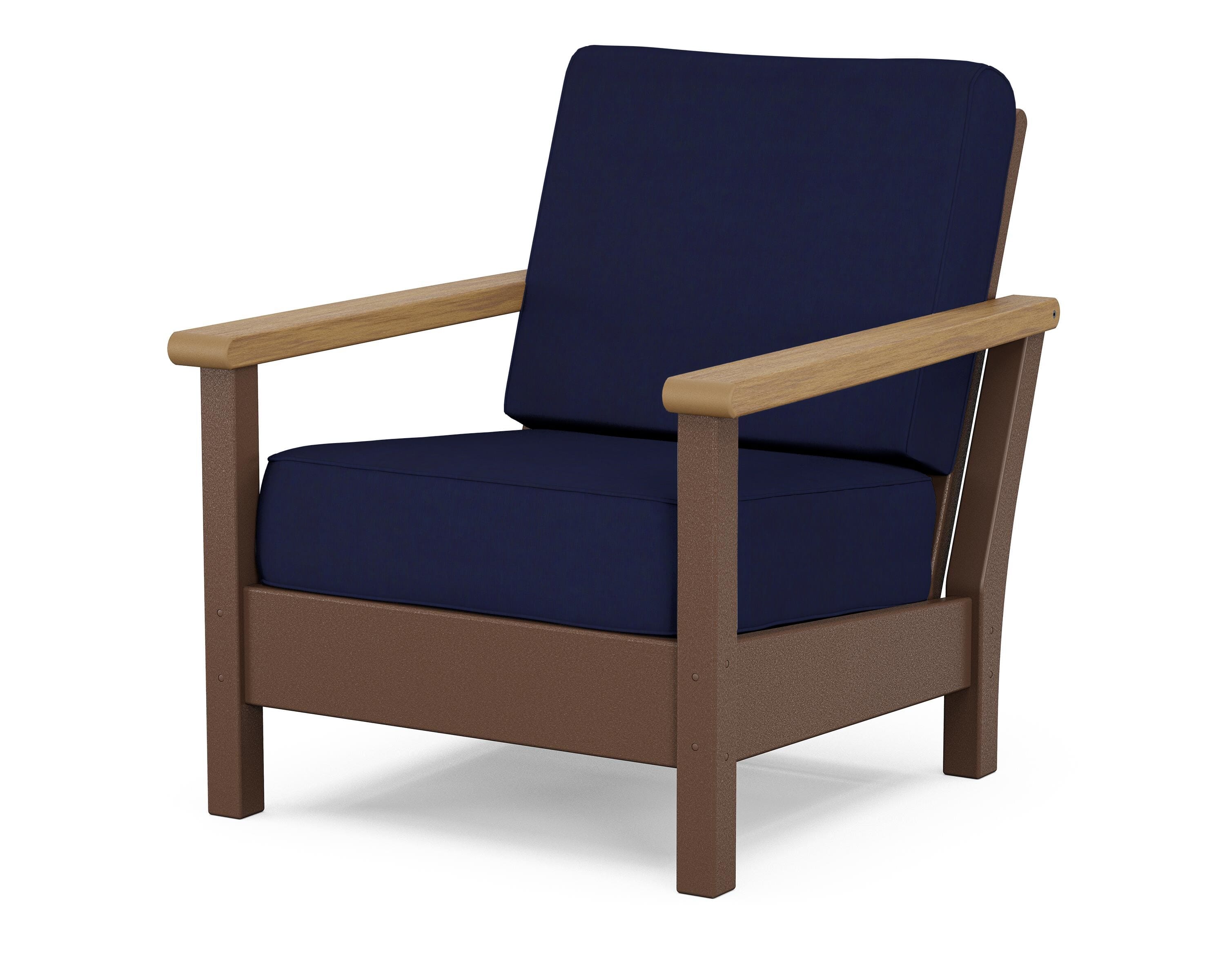 POLYWOOD® Harbour Deep Seating Chair in Mahogany / Natural / Navy