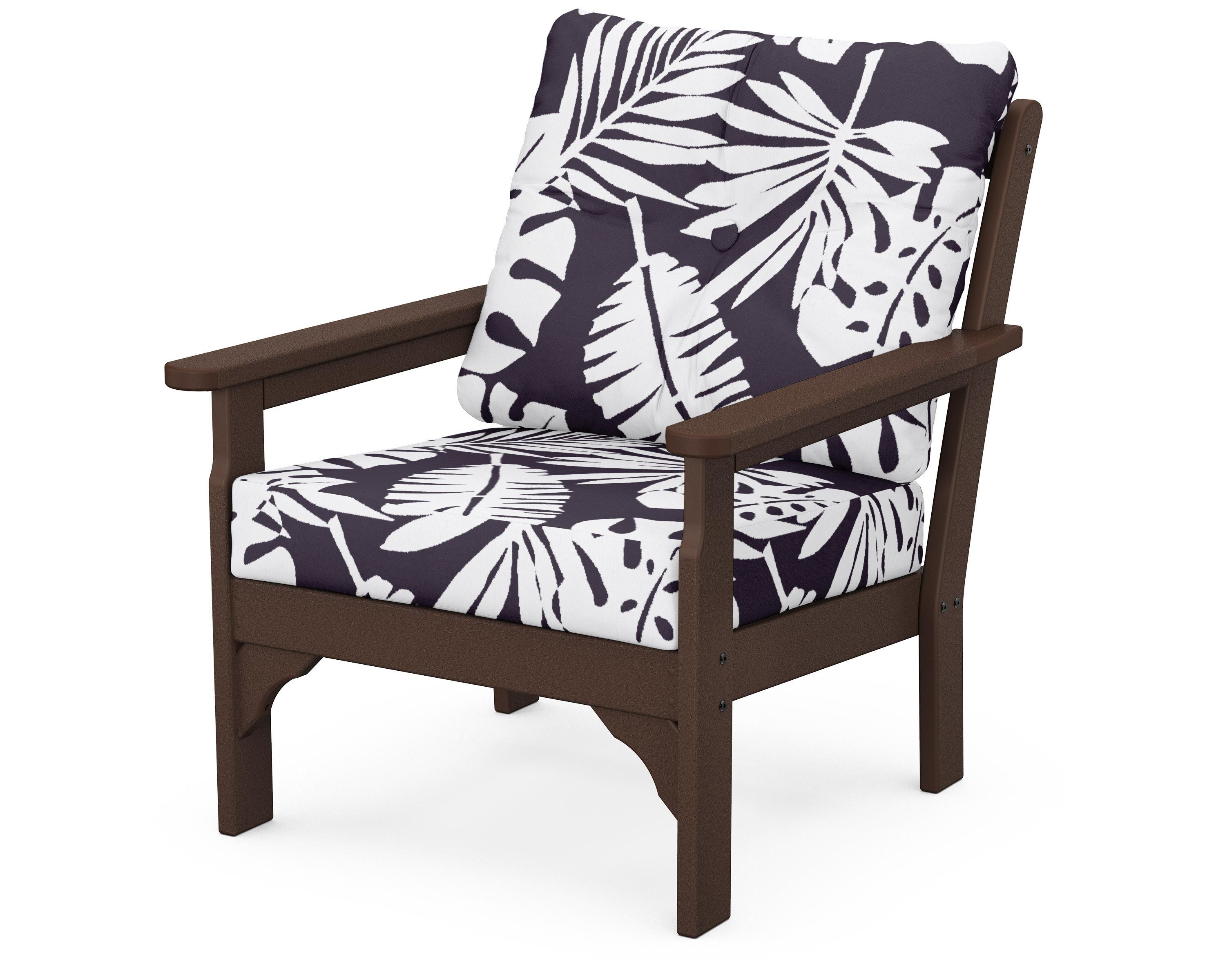 POLYWOOD® Vineyard Deep Seating Chair in Mahogany / Leaf Navy