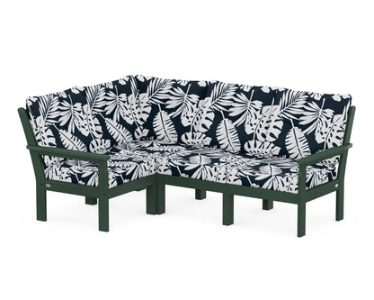 POLYWOOD® Vineyard 4-Piece Sectional in Green / Leaf Marine Indigo