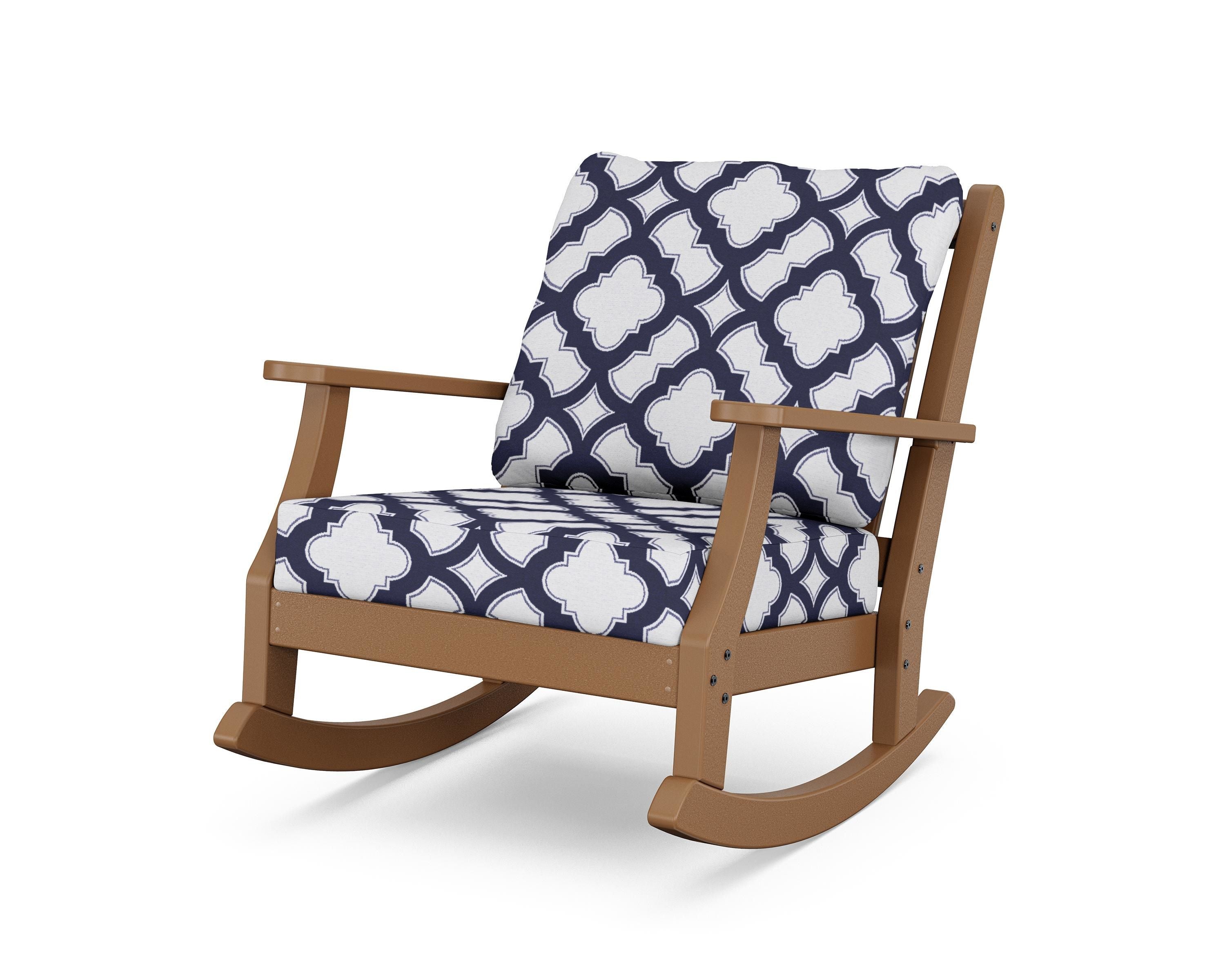 Country Living Wovendale Deep Seating Rocking Chair in Teak / Trellis Navy