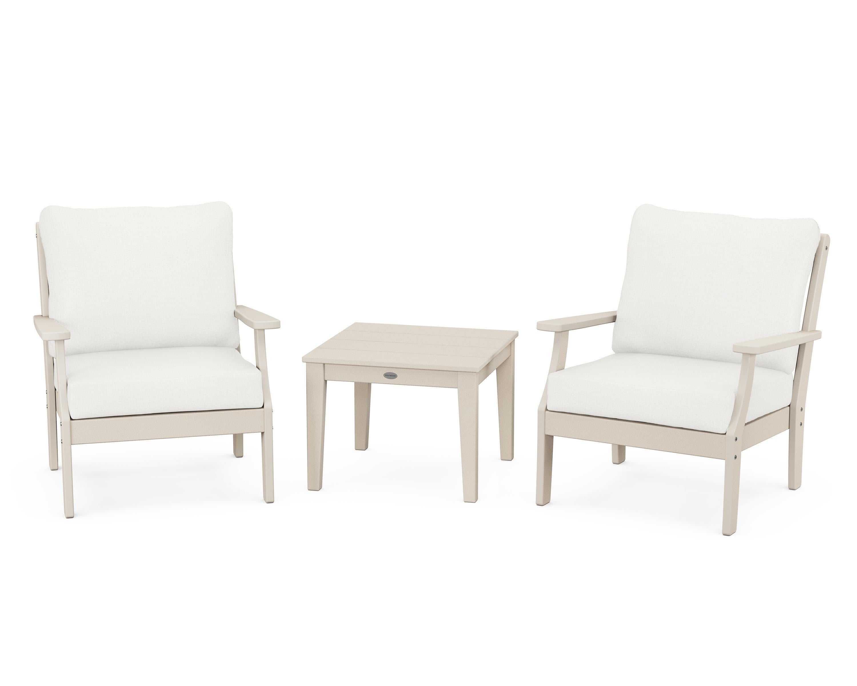 POLYWOOD® Braxton 3-Piece Deep Seating Set in Sand / Natural Linen