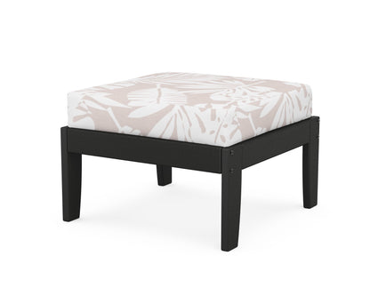 Unbranded Modular Ottoman - Classic in Black / Leaf Dune Burlap