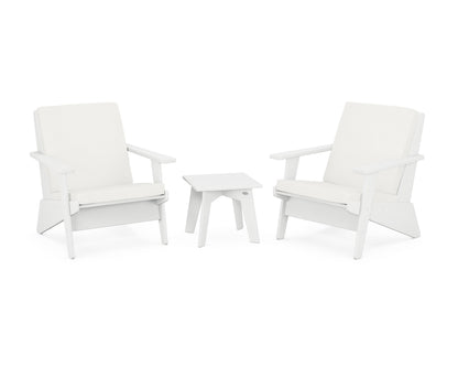 POLYWOOD® Riviera Modern Lounge 3-Piece Set in White / Natural Linen