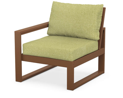 POLYWOOD® EDGE Modular Left Arm Chair in Teak / Chartreuse Boucle