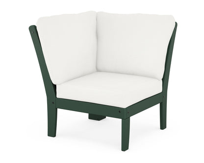 POLYWOOD® Braxton Modular Corner Chair in Green / Natural Linen