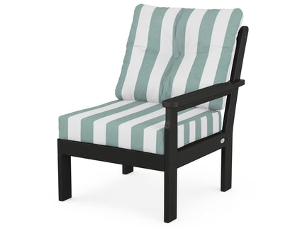 POLYWOOD® Vineyard Modular Right Arm Chair in Black / Cabana Stripe Glacier Spa