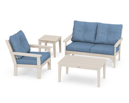 POLYWOOD® Vineyard 4-Piece Deep Seating Set in Sand / Sky Blue