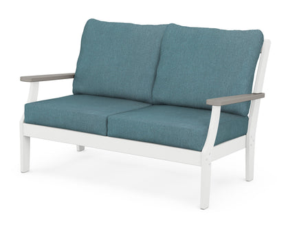POLYWOOD® Braxton Deep Seating Loveseat in White / Driftwood / Ocean Teal