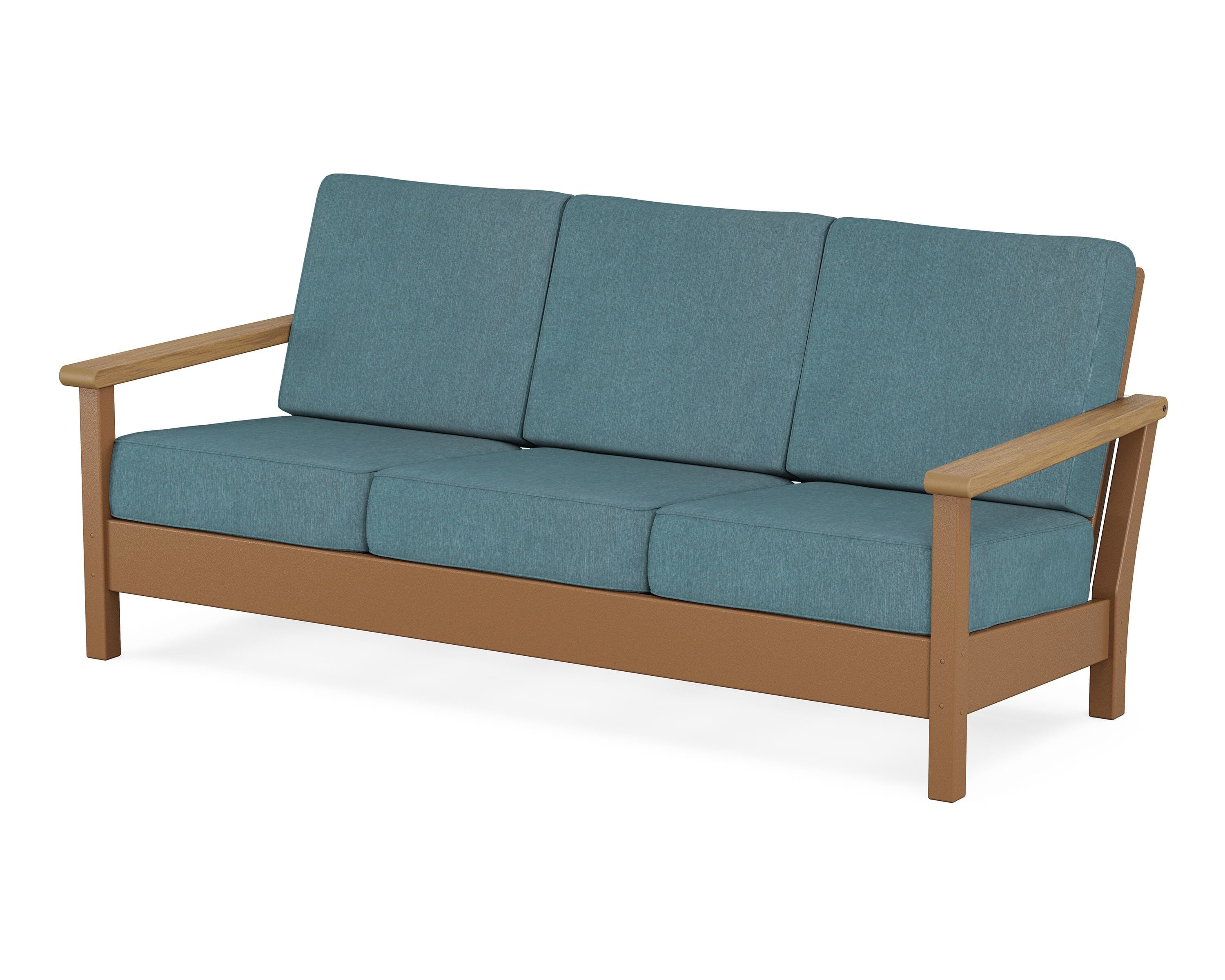 POLYWOOD® Harbour Deep Seating Sofa in Teak / Natural / Ocean Teal