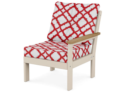 POLYWOOD® Vineyard Modular Right Arm Chair in Sand / Natural / Trellis Crimson
