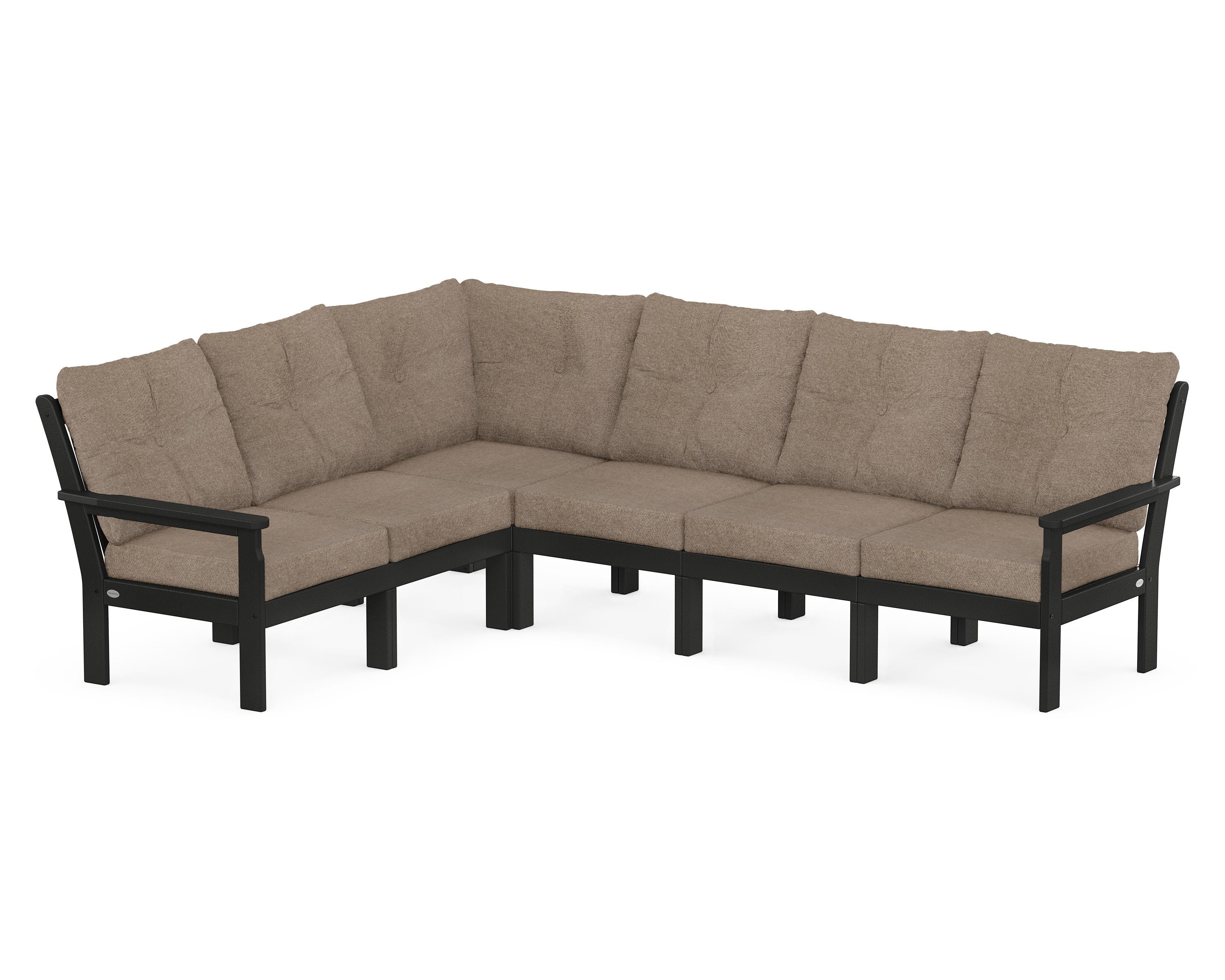 POLYWOOD® Vineyard 6-Piece Sectional in Black / Spiced Burlap