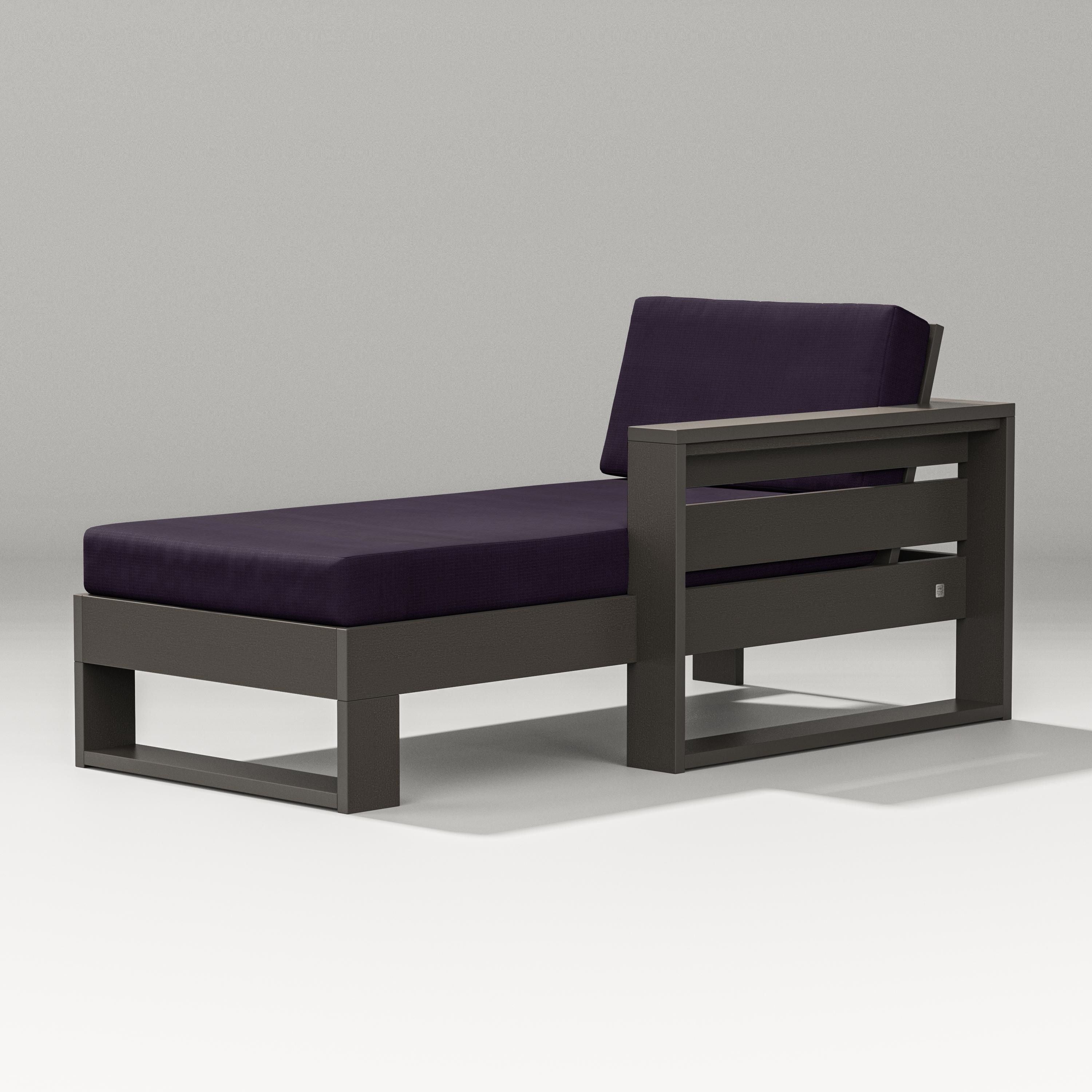 PW Designer Series Latitude Modular Right Arm Chaise in Vintage Coffee / Navy Linen