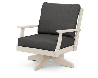 POLYWOOD® Braxton Deep Seating Swivel Chair in Sand / Spectrum Carbon
