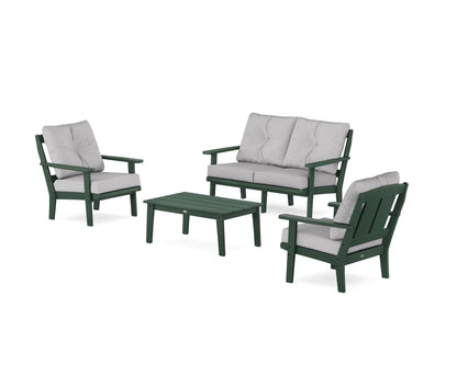 POLYWOOD® Mission 4-Piece Deep Seating Set with Loveseat in Green / Granite
