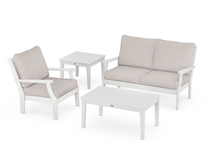 POLYWOOD® Braxton 4-Piece Deep Seating Set in White / Dune Burlap