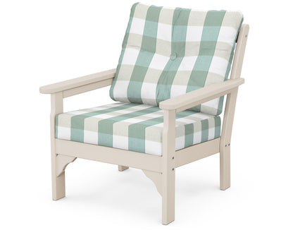 POLYWOOD® Vineyard Deep Seating Chair in Sand / Buffalo Plaid Glacier Spa