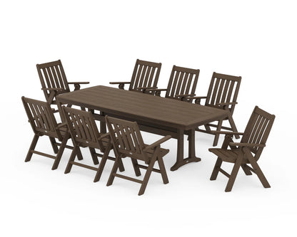 Vineyard Folding 9-Piece Dining Set with Trestle Legs