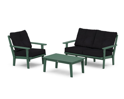 POLYWOOD® Prairie 3-Piece Deep Seating Set with Loveseat in Green / Midnight Linen