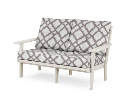 POLYWOOD® Oxford Deep Seating Loveseat in Sand / Trellis Grey Mist
