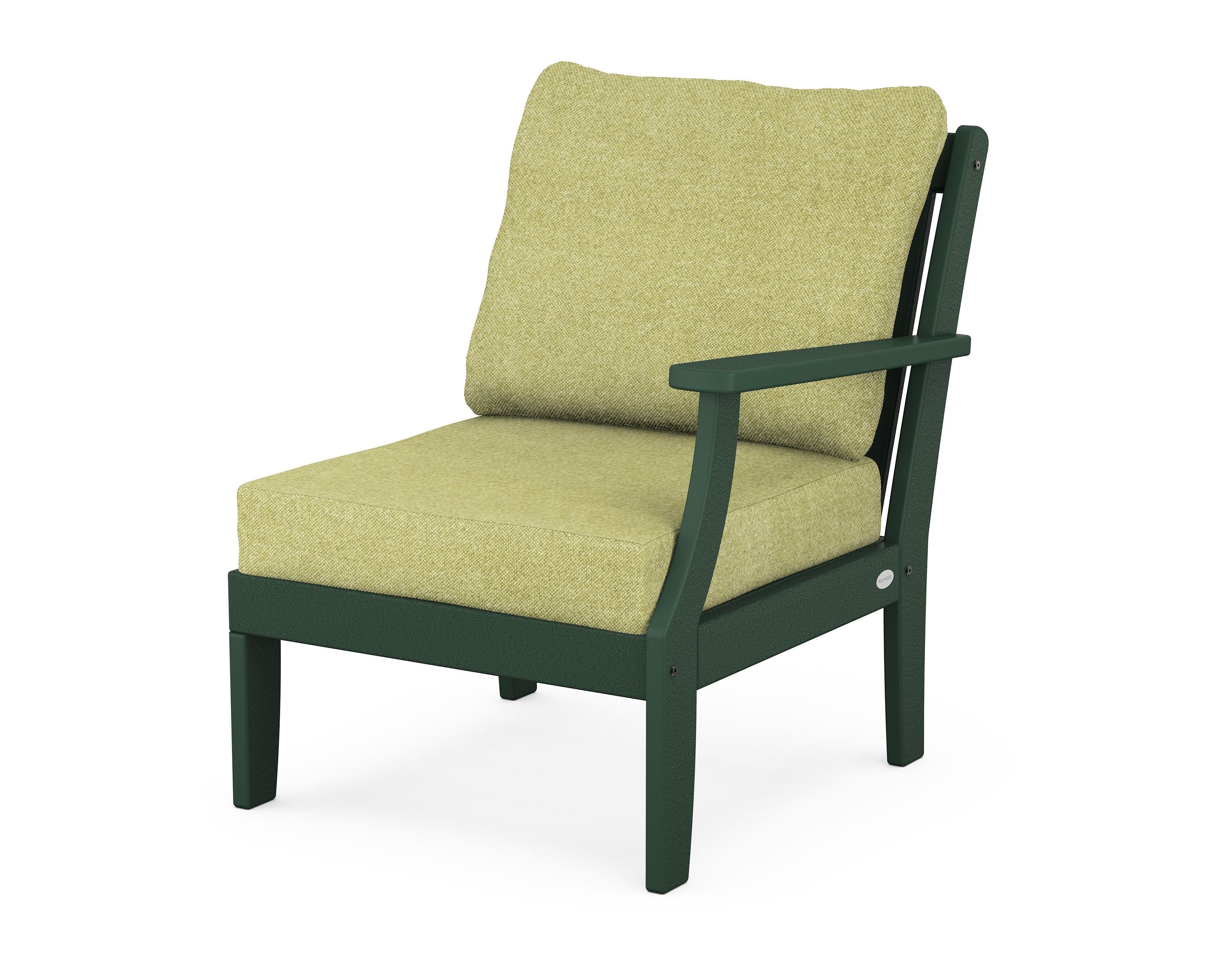 POLYWOOD® Braxton Modular Right Arm Chair in Green / Chartreuse Boucle